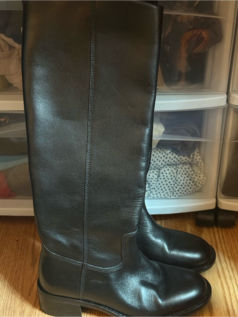 Blondo Freya Waterproof Black Leather Knee-High Heeled Boots